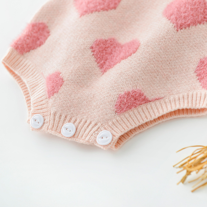 MILANCEL baby girl clothes knit clothing set heart bodysuit sweaters 2 pcs suit soft born 220509