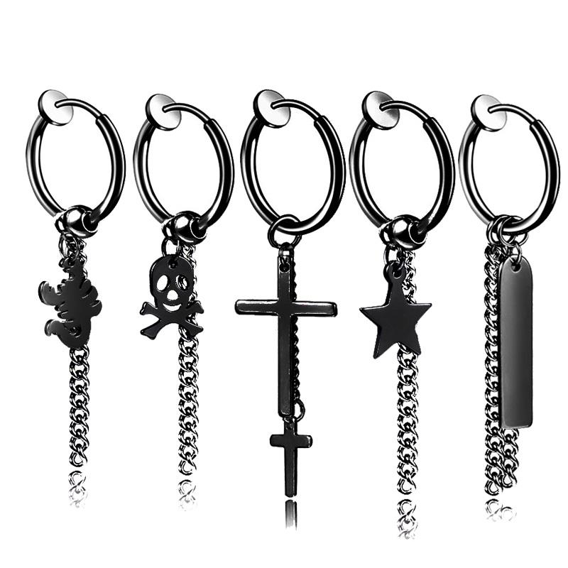 Clip-on & Screw Back 1Pair 2PC Black Titanium Steel No Ear Hole Mens Women Tassel Earrings Trendy Cross Star Clip Earring Male Female Fashio
Clip-on & Screw Back 1Pair 2PC Black Titanium Steel No Ear Hole Mens Women Tassel Earrings Trendy Cross Star Clip Earring Male Female Fashio