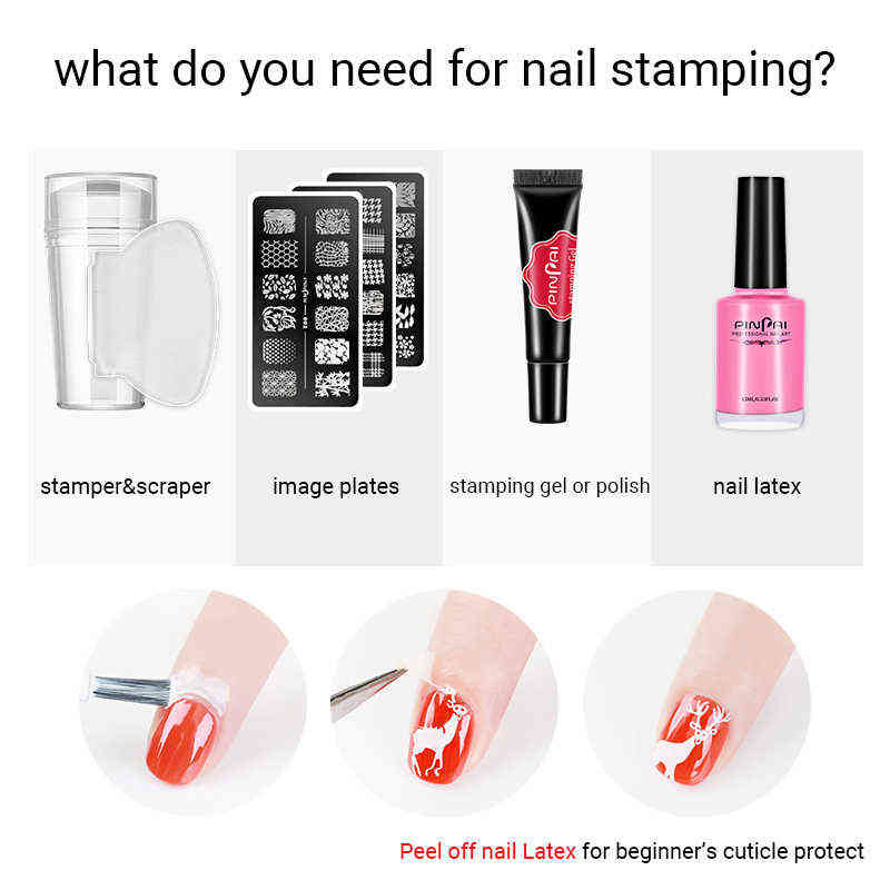 Nail Gel Toy Silicone Transparent Art Stamping Kit French for Manicure Plate Stamp Polish Stencil Template Seal Stamper Scraper 0328