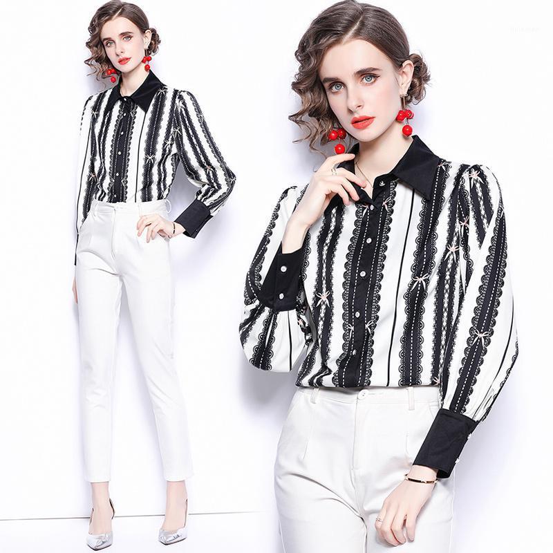Women' Blouses & Shirts Spring Summer Lady' Fashion Black Striped Printing Long Sleeves Women Formal Work
Women' Blouses & Shirts Spring Summer Lady' Fashion Black Striped Printing Long Sleeves Women Formal Work