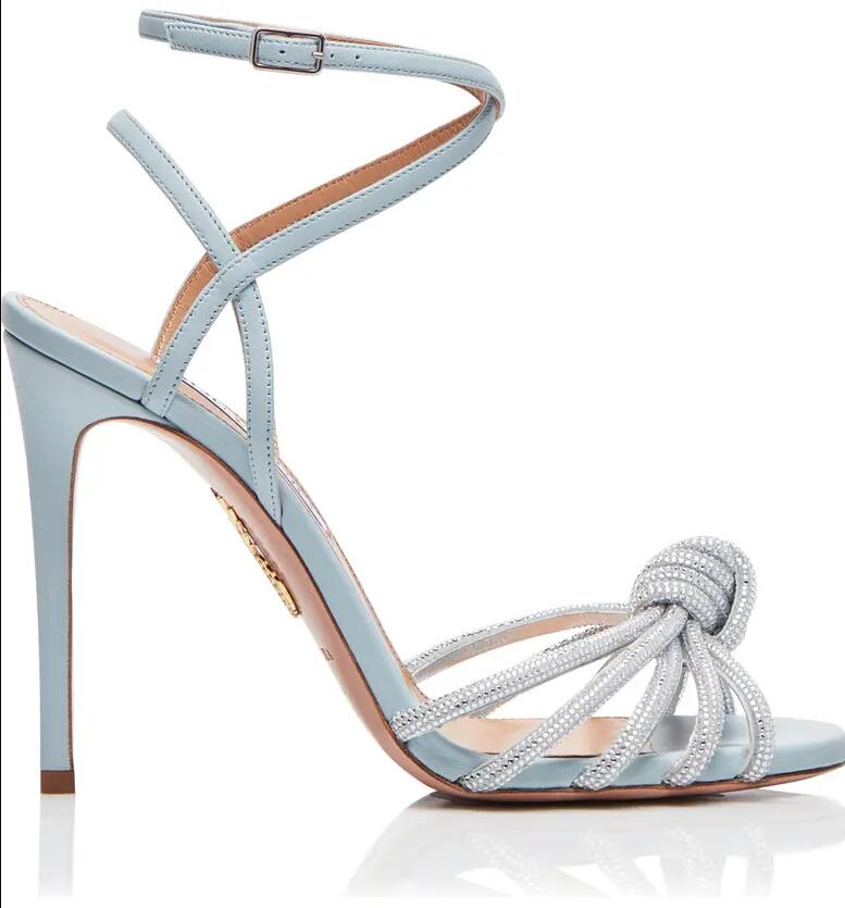 Elegant Evening Aquazzus Celeste Sandals Shoes Women High Heels Crystal Strappy Sandalias Comfort Walking Bridal Wedding EU35-42