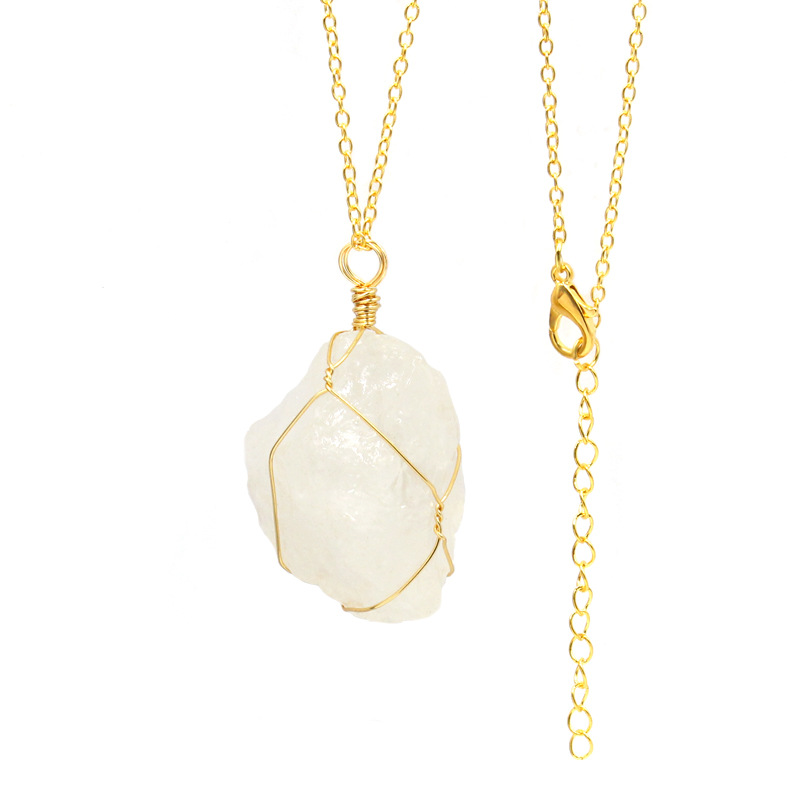 Natural Crystal Rough Stone Irregular Raw Ore necklaces Amethyst Rose Quartz Chakra Reiki Healing Pendant Necklace for Women Men