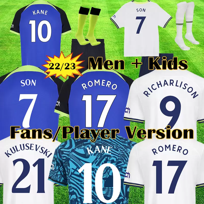 Soccer Jerseys Player Version KULUSEVSKI HOJBJERG Away 2022 2023 PERISIC Third ROMERO TOtTENham Football kit shirt BENTANCUR Men kids set 22 23 KANE SON RICHARLISON
Soccer Jerseys Player Version KULUSEVSKI HOJBJERG Away 2022 2023 PERISIC Third ROMERO TOtTENham Football kit shirt BENTANCUR Men kids set 22 23 KANE SON RICHARLISON