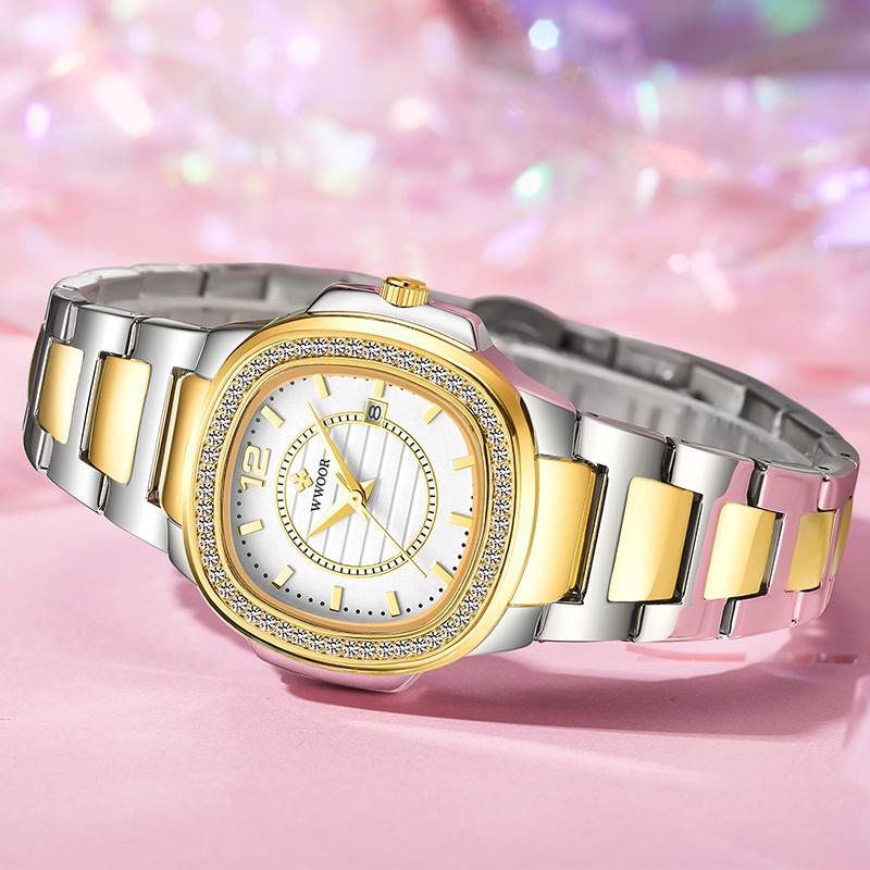 Wristwatches WWOOR Ladies Gold Watch Women Watches Top Luxury Diamond Bracelet Fashion Waterproof Date Quartz Clock
Wristwatches WWOOR Ladies Gold Watch Women Watches Top Luxury Diamond Bracelet Fashion Waterproof Date Quartz Clock
