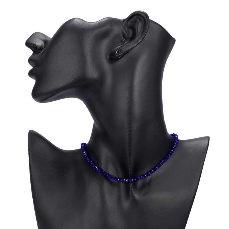 Boho Handmade Black Blue Crystal Summer Beads Clavicle Chain Women Necklace Female Party Style Jewelry Gifts Accessories Choker