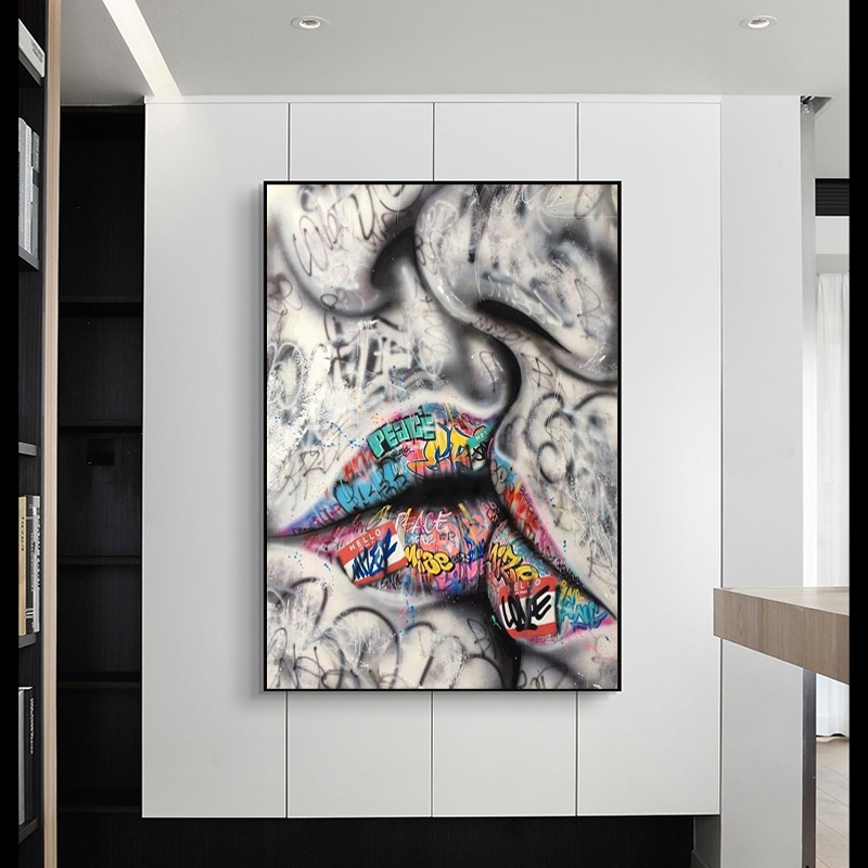 Lover Kissing Street Graffiti Art Painting on Canvas Posters and Prints Abstract Wall Art Picture for Living Room Home Decor
Lover Kissing Street Graffiti Art Painting on Canvas Posters and Prints Abstract Wall Art Picture for Living Room Home Decor