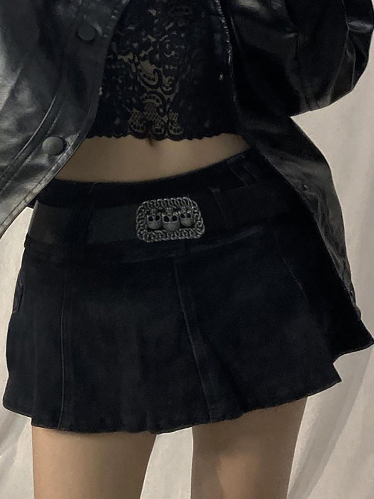 ALLNeon Pastel Goth Low Waist Black Micro Skirts Y2K Streetwear Pockets Patchwork Aline Skirt Egirl Aesthetics Outfits Zipper 220701