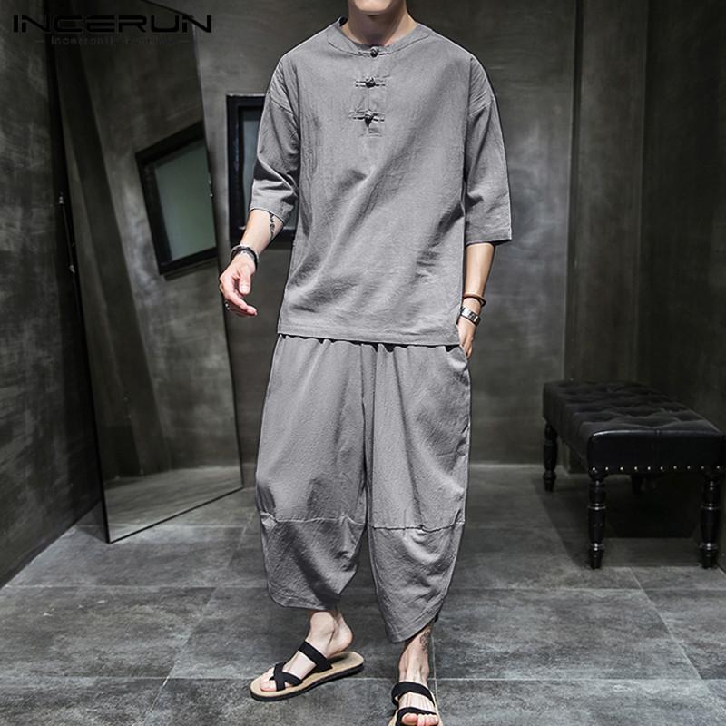 Men' Tracksuits INCERUN Vintage Cotton Sets Mens Ethnic Suits Half Sleeve Round Neck Blouse Calf Length Pants 2 Pieces Leisure Solid Color, Khaki
Men' Tracksuits INCERUN Vintage Cotton Sets Mens Ethnic Suits Half Sleeve Round Neck Blouse Calf Length Pants 2 Pieces Leisure Solid Color, Khaki
