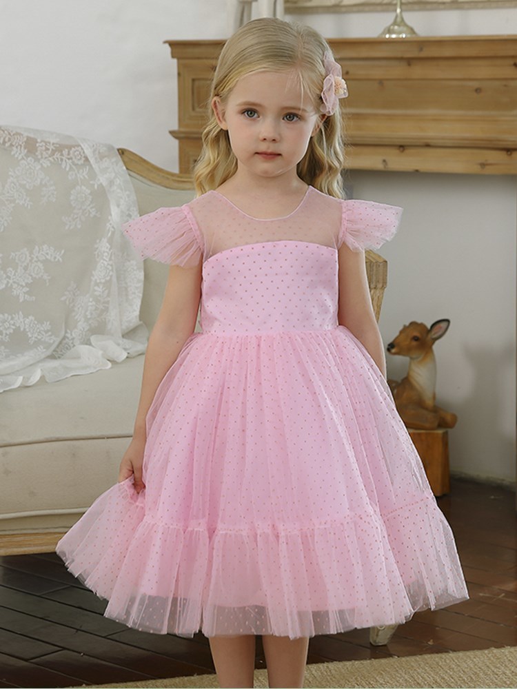 Girls Princess Dress Kids Elegant Wedding Tutu Prom Dresses Children Tulle Flare Sleeve Communion Party Formal Evening Clothes 220707