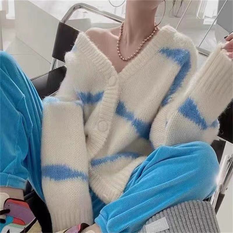 Sweaters for Women Aesthetic Cute Knitted Crochet Tops Thick Cardigans Woman Y2k Harajuku Autumn Winter Vintage Korean Fashion 220817