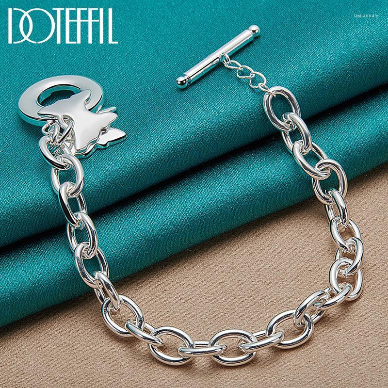 Link Chain 925 Sterling Silver Double Butterfly Pendant Bracelet OT Buckle For Woman Charm Wedding Engagement Party JewelryLink Lars22