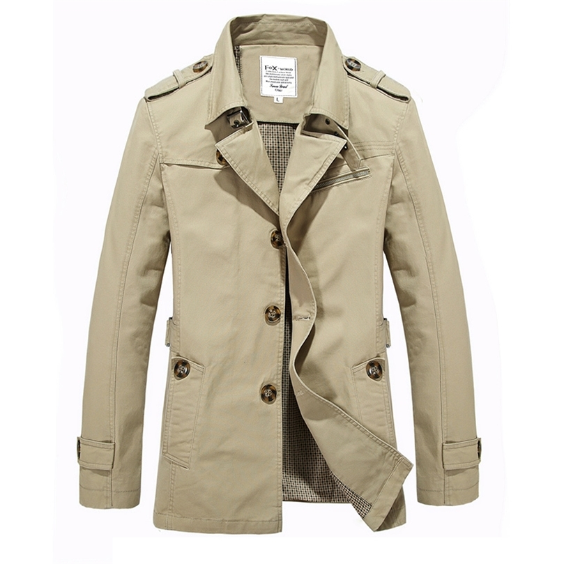 Trench coat spring and Spring male long section of cultivating cotton casual jacket young male student big size 201128