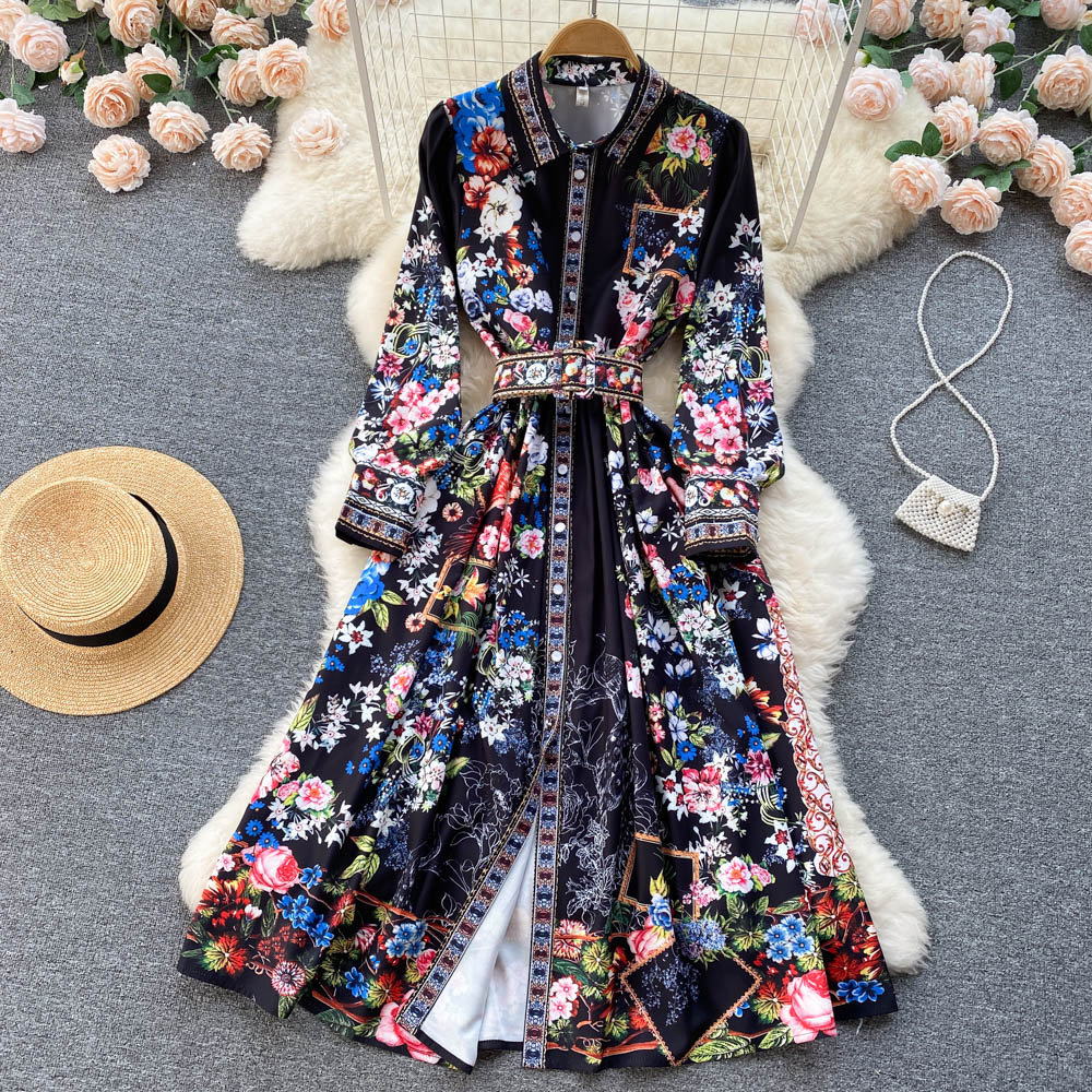 2022 Casual Dresses spring and autumn retro palace style bubble long-sleeved printed stand-upcollar single-breasted waist slim mid-length dress, Same as picture
2022 Casual Dresses spring and autumn retro palace style bubble long-sleeved printed stand-upcollar single-breasted waist slim mid-length dress, Same as picture