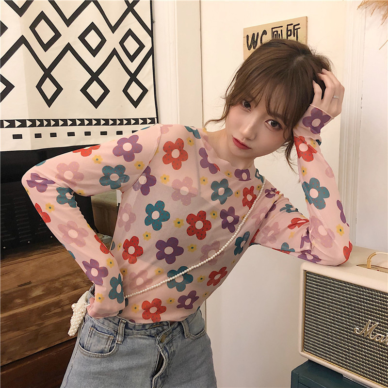 Ruoru Women Sexy Harajuku Mesh Tops Net See Through T Shirt Transparent Undershirt Base Top Camisas Femininas korean mujer 220714