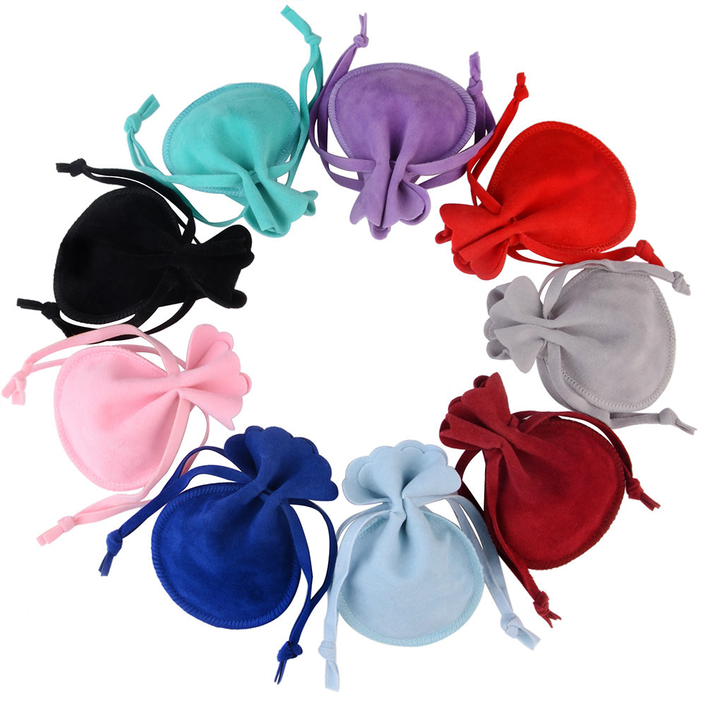 Double-Sided 10Pcs/Lot Drawstring Round Veet Bag 7X9 9X12cm Jewelry Packaging Bag Wedding Pouches ddmysmile Dustproof Flannel Smile