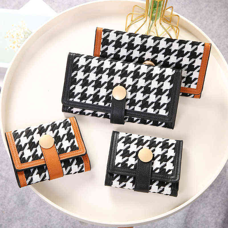 Canvas Thousand Bird Lattice Wallet Women's Short Wallet Buckle Versatile Zero Wallet 220712, Long black
Canvas Thousand Bird Lattice Wallet Women's Short Wallet Buckle Versatile Zero Wallet 220712, Long black