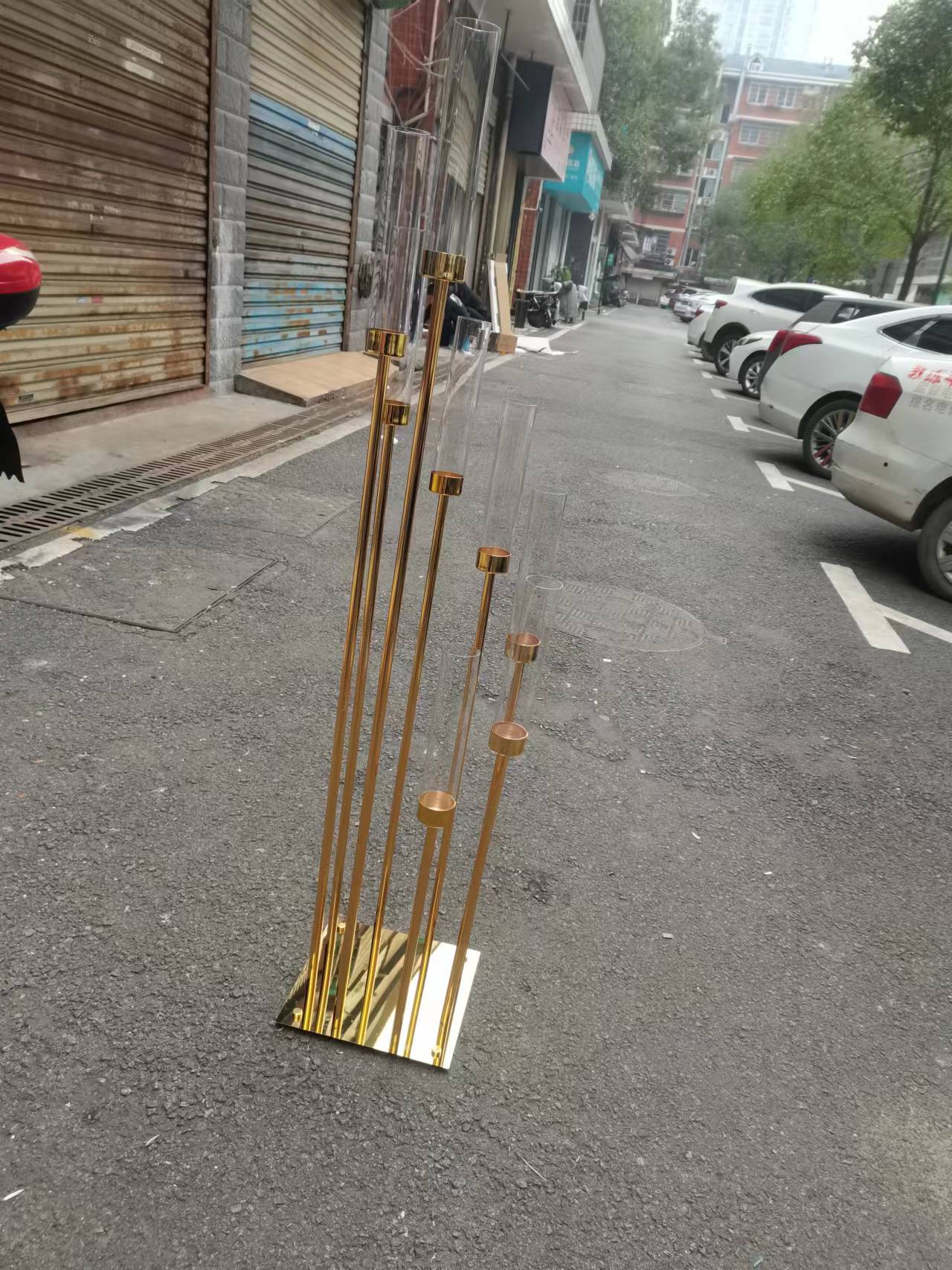 decoration 8 Heads Metal Candelabra Gold CandleHolder Acrylic Wedding Table Centerpiece Candle Holders Candelabrum Decoration imake378 XJ260305