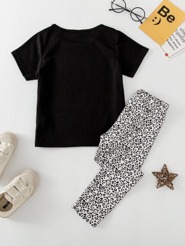 Toddler Girls Heart & Leopard Print Tee & Leggings SHE
