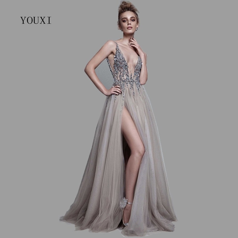 Sexy Deep V Neck Side Split Long Evening Dress Arrivals Backless Sparkly High Slit See Through Abendkleider Lang 220816, Same as picture
Sexy Deep V Neck Side Split Long Evening Dress Arrivals Backless Sparkly High Slit See Through Abendkleider Lang 220816, Same as picture