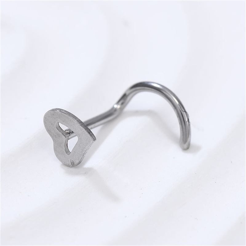 Fashion Stainless Steel Nose Studs Heart Shape Multicolor Nose Rings Hooks Piercing Body Piercings Jewelry