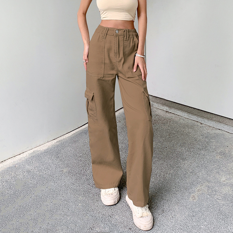 Streetwear Cargo Pant Y2K High Waist Flap Pocket Wide Leg Trousers Loose Straight Fashion Vintage Casual Jeans 220325