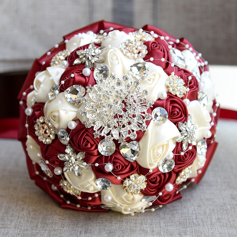 Beautiful In Stock Ivory Ribbon Flowers Stunning Bridal Bouquet Bridesmaid Wedding Bouquets Korean style European and American wedding gifts