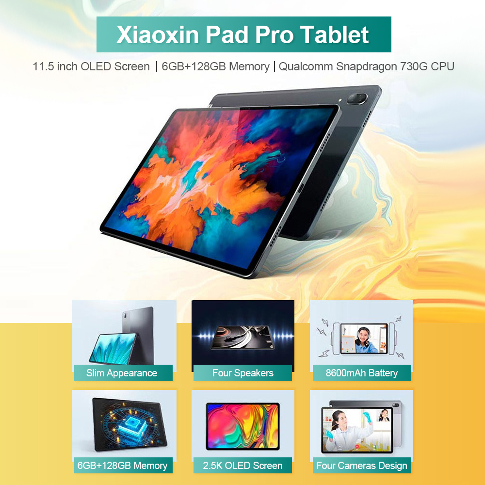 Original Lenovo Xiaoxin Pad Pro 11.5-inch WiFi tablet Qualcomm Snapdragon 730 CPU 6GB+128GB RAM 8600mAh battery, Gray
Original Lenovo Xiaoxin Pad Pro 11.5-inch WiFi tablet Qualcomm Snapdragon 730 CPU 6GB+128GB RAM 8600mAh battery, Gray