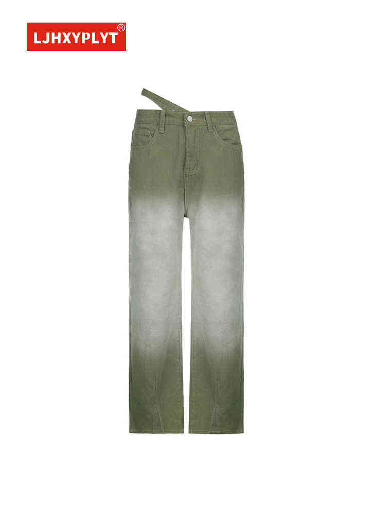 Green Gradient Asymmetric Leaking Waist Jeans Women's Spring Summer New High Waist Loose Split Straight Wide Leg Trousers Female T220728
Green Gradient Asymmetric Leaking Waist Jeans Women's Spring Summer New High Waist Loose Split Straight Wide Leg Trousers Female T220728