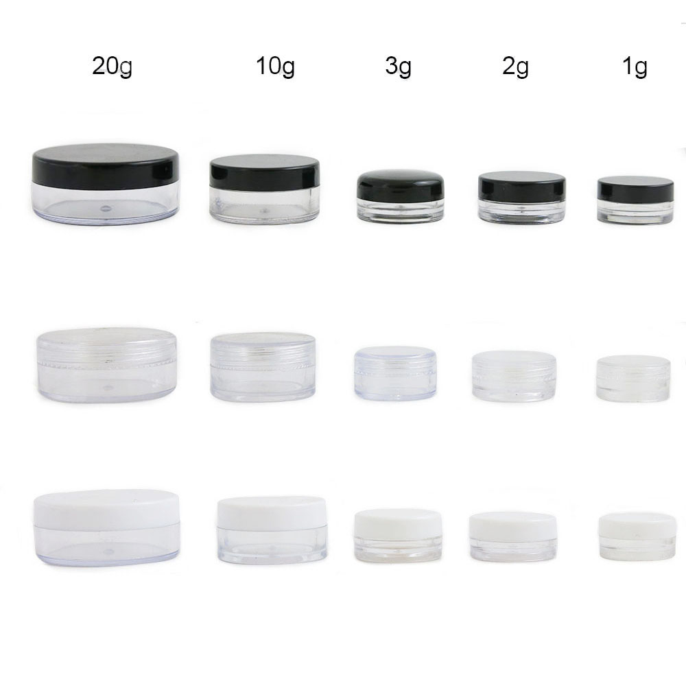 1g 2g 3g 10g 20g High Quality Empty Transparent PS Cream Jar With Three Plastic Cap Cosmetic Make Up Containers, Black
1g 2g 3g 10g 20g High Quality Empty Transparent PS Cream Jar With Three Plastic Cap Cosmetic Make Up Containers, Black