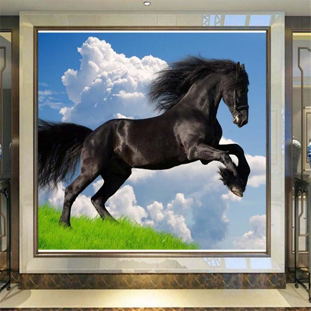 Custom 3D Nature Scenery Blue Sky White Clouds Black Mural Wallpaper Sofa TV Background Wall Papers Home Decor