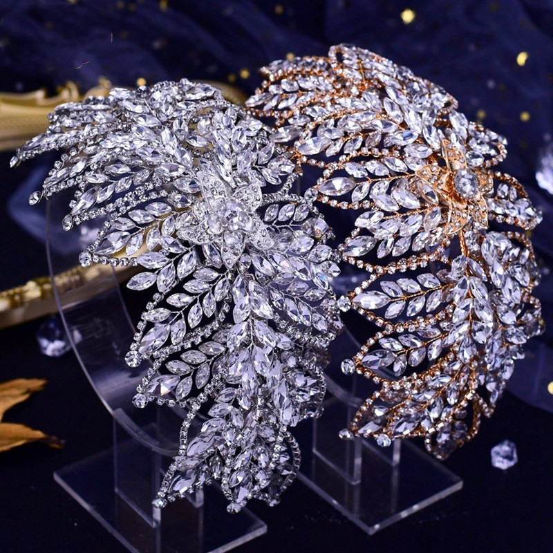 sparkly Gold Bridal Hair Band Tiara Baroque Crystal Bridal Headwear Crown Rhinestone with Wedding Jewelry Hair Accessories Diamond Bridal Crowns Headp