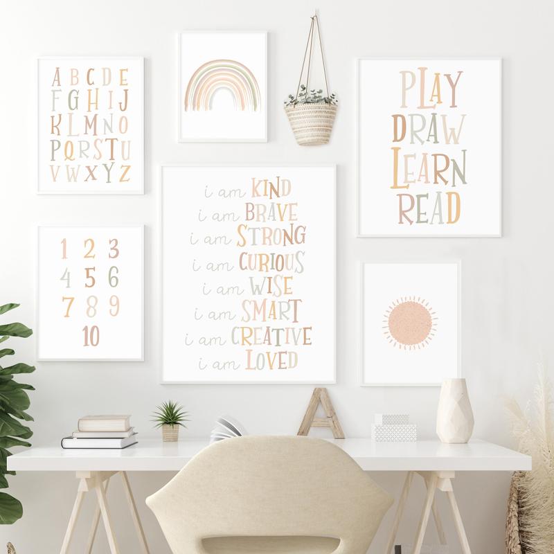 Paintings Sun Rainbow Numbers Letters Nursery Wall Art Canvas Painting Posters And Prints Wall Pictures Baby Kids Room Décor
Paintings Sun Rainbow Numbers Letters Nursery Wall Art Canvas Painting Posters And Prints Wall Pictures Baby Kids Room Décor