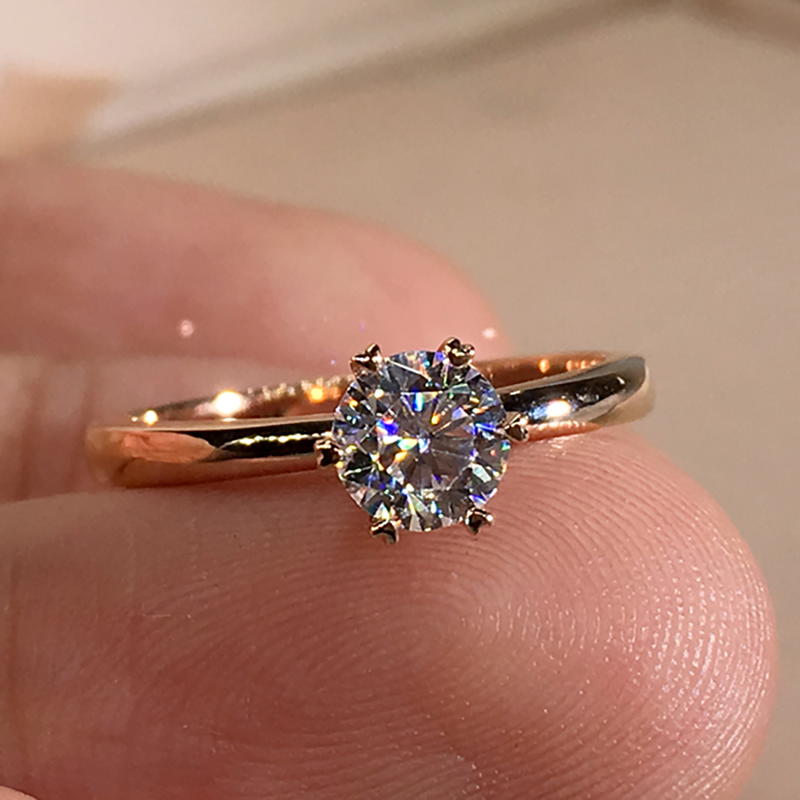 18K Rose Gold Women Ring Diamonds 1 2 3 45 Carat Round Flower Crown Elegant Wedding Party Engagement Anniversary Ring 220816