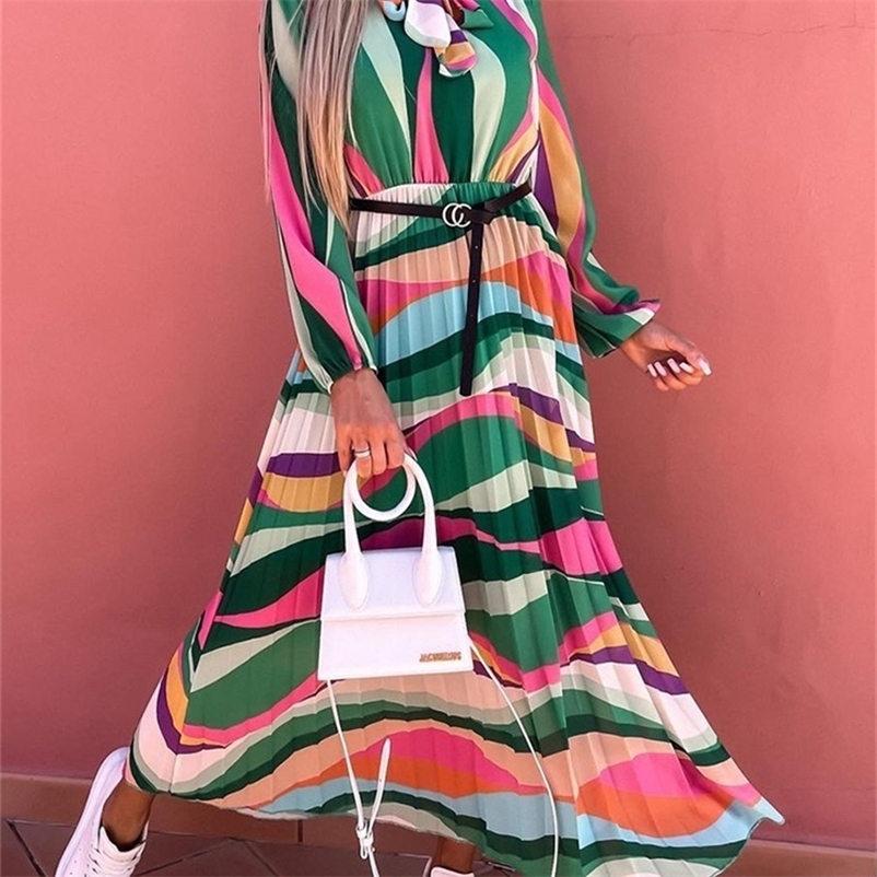 Elegant O Neck Bow Lace up Long Dress Spring Casual Sleeve Pleated Beach Summer Women Vintage Patterned Party es 220614, Rose red(no belt) 
Elegant O Neck Bow Lace up Long Dress Spring Casual Sleeve Pleated Beach Summer Women Vintage Patterned Party es 220614, Rose red(no belt)