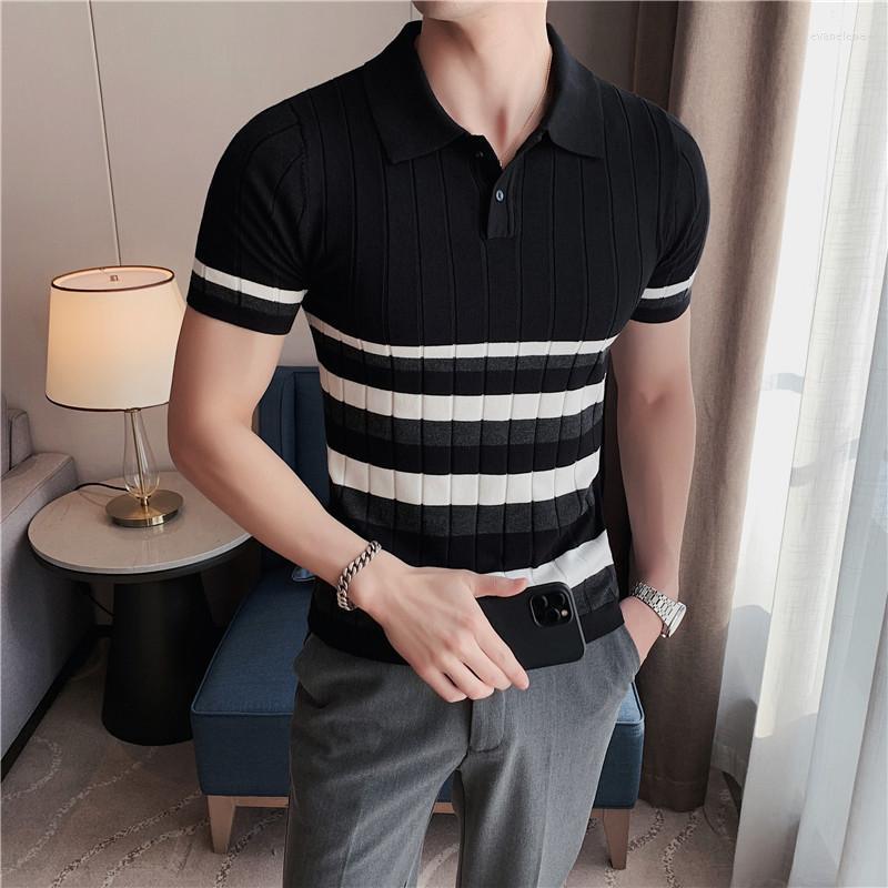 Men's Polos Summer Striped Ice Silk Knitted Men's Shirts 2022 Short Sleeve Lapel Tee Tops Casual Slim Business Social StreetwearMen's Me, Black
Men's Polos Summer Striped Ice Silk Knitted Men's Shirts 2022 Short Sleeve Lapel Tee Tops Casual Slim Business Social StreetwearMen's Me, Black
