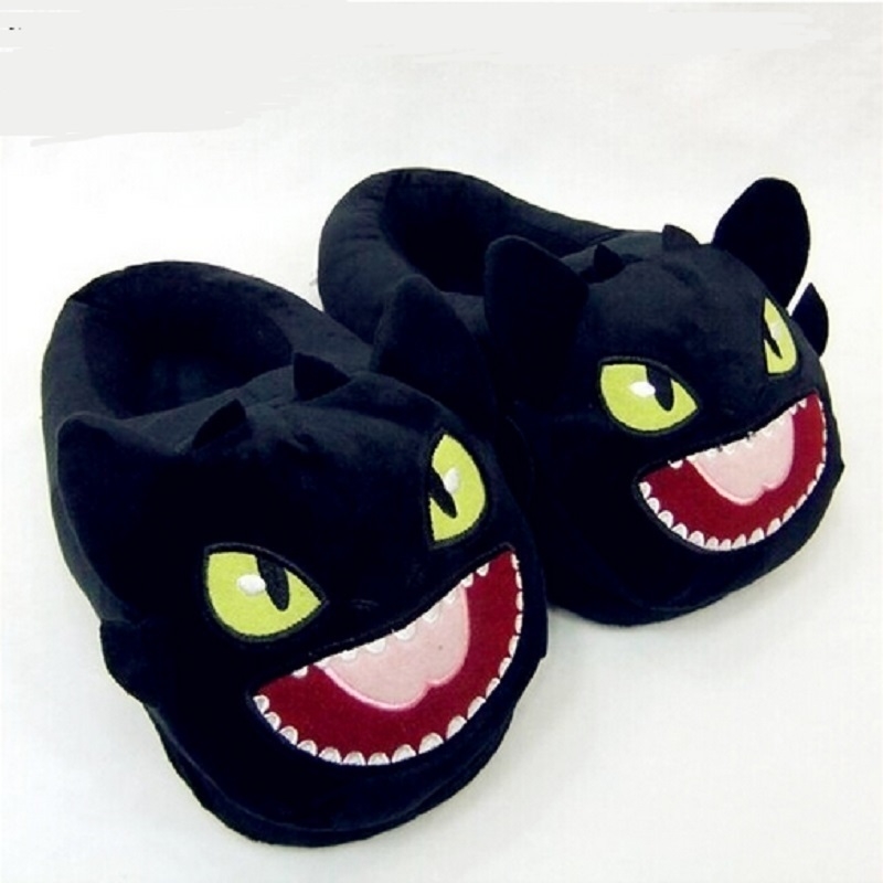 Stylist Halloween Toothless Train Dragon cotton slippers plush home warm slippers Train Your Dragon Black Dragon NightFury 201026 F2501031