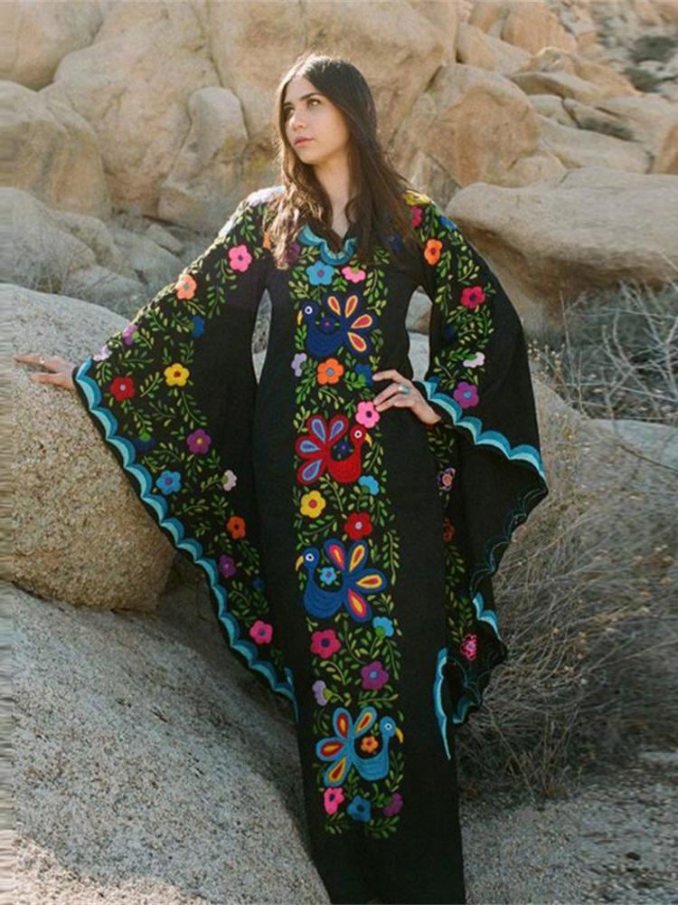 Casual Dresses Batwing Sleeve Women Dress Muslim Abaya African Print Djellaba Femme Robe Vintage V-Neck Maxi Long Party DressesCasual, Black
Casual Dresses Batwing Sleeve Women Dress Muslim Abaya African Print Djellaba Femme Robe Vintage V-Neck Maxi Long Party DressesCasual, Black