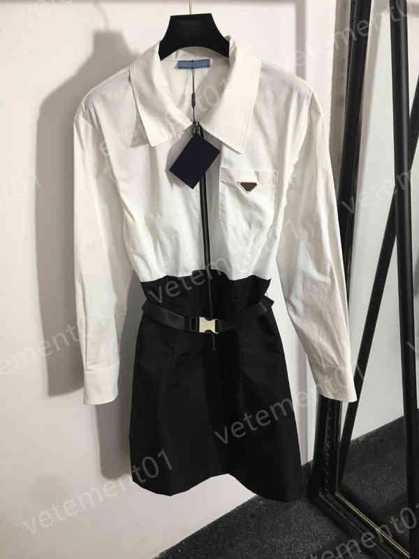 Women Designer Dress Pd Letter Logo Shirt Dresses Black And White Patchwork Belt Women Clothes, Extra shipping
Women Designer Dress Pd Letter Logo Shirt Dresses Black And White Patchwork Belt Women Clothes, Extra shipping