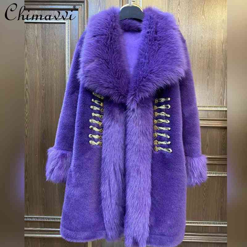 European Fashion High Street Long Sleeve Double Face Wool Leather Fur Coat Women's 2022 Winter Elegant Warm Casual Trend Jacket T220810, Yellow
European Fashion High Street Long Sleeve Double Face Wool Leather Fur Coat Women's 2022 Winter Elegant Warm Casual Trend Jacket T220810, Yellow