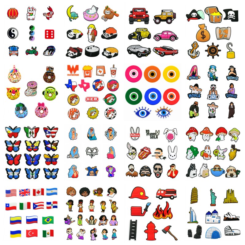 MOQ 50pcs Texas evil eyes karol G cartoon croc JIBZ 2D soft rubber Shoe Charms accessories Decorations shoe buckles for clog shoes childrens sandals bracelets 
MOQ 50pcs Texas evil eyes karol G cartoon croc JIBZ 2D soft rubber Shoe Charms accessories Decorations shoe buckles for clog shoes childrens sandals bracelets