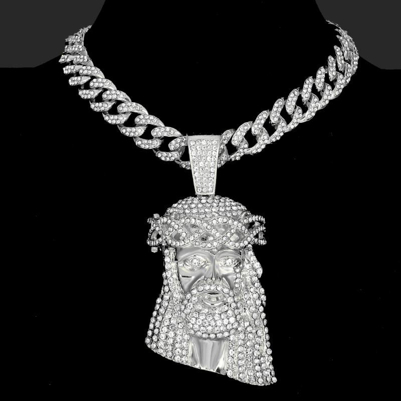 Pendant Necklaces Fashion Hip Hop Jesus Necklace Men Out Paved Full Shining Crystal Head Face Gold 13mm Cuban Jewelry
Pendant Necklaces Fashion Hip Hop Jesus Necklace Men Out Paved Full Shining Crystal Head Face Gold 13mm Cuban Jewelry