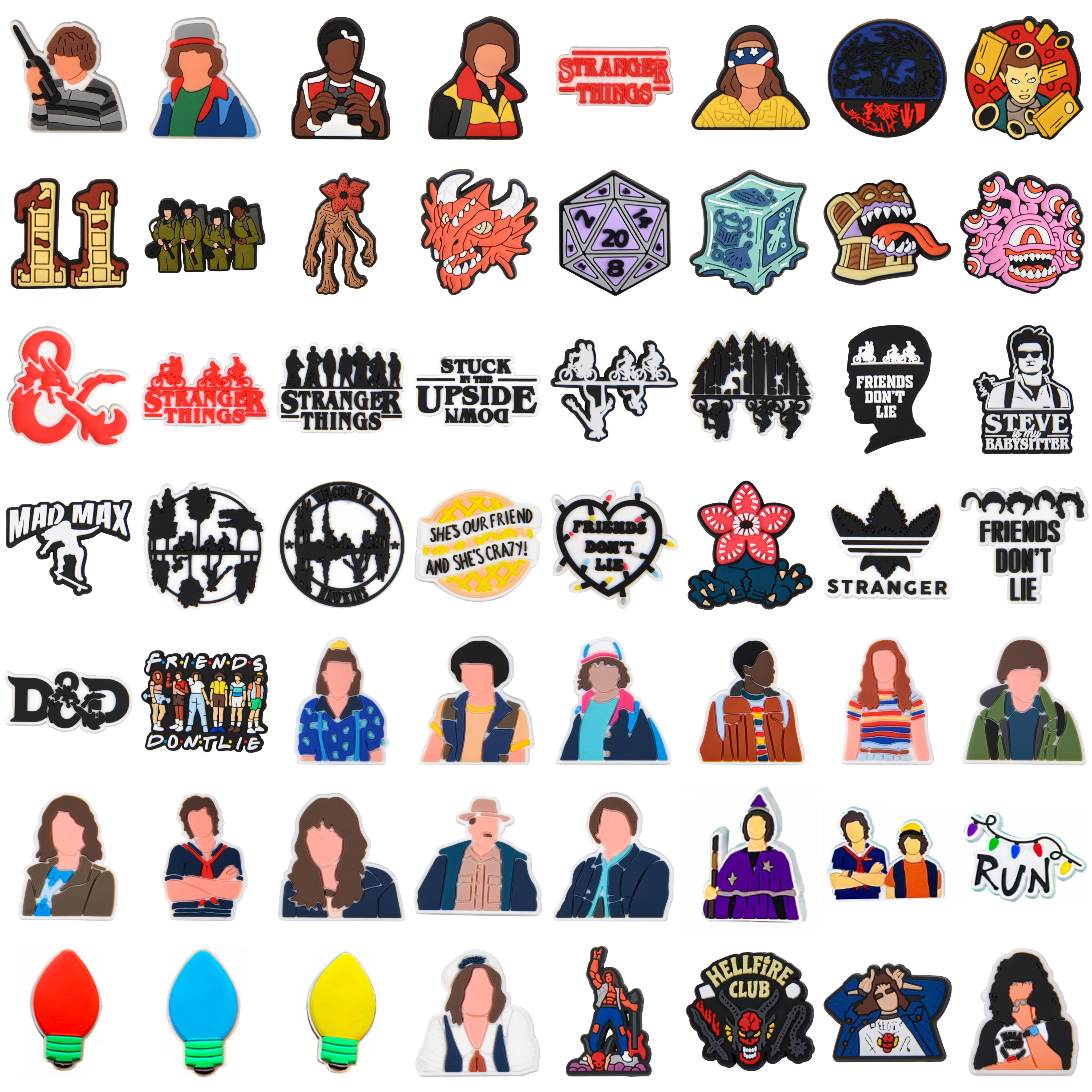 2022 New Stranger Things Available Promotional Shoes Decoration Charms Soft PVC Shoe Charms For Croc luxury wholesales
2022 New Stranger Things Available Promotional Shoes Decoration Charms Soft PVC Shoe Charms For Croc luxury wholesales