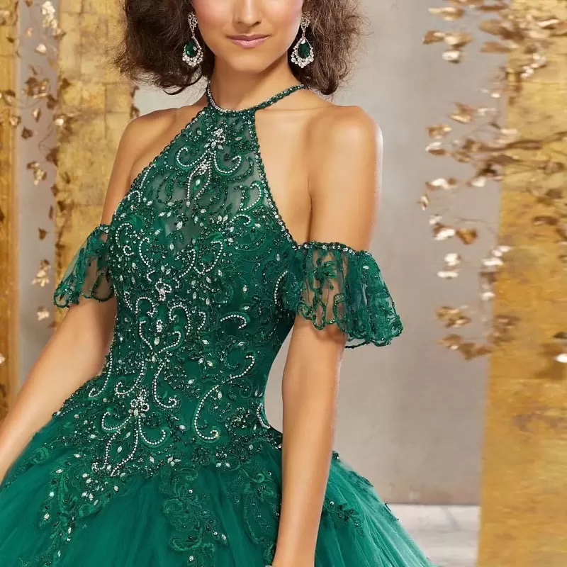 Elegant Quinceanera Dresses 2022 For Sweet 16 Girl Beading Sequined Off The Shoulder Princess Ball Gown Birthday Prom Dress
