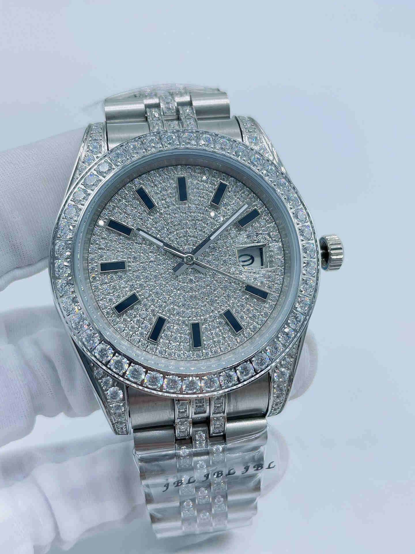 41mm Mens Watches Diamond Iced Out Jubilee Stainless Steel Automatic Mechanical Men's Wristwatch Fashion Sports Business Designer Man Wristwatches Male Watch, Waterproof
41mm Mens Watches Diamond Iced Out Jubilee Stainless Steel Automatic Mechanical Men's Wristwatch Fashion Sports Business Designer Man Wristwatches Male Watch, Waterproof