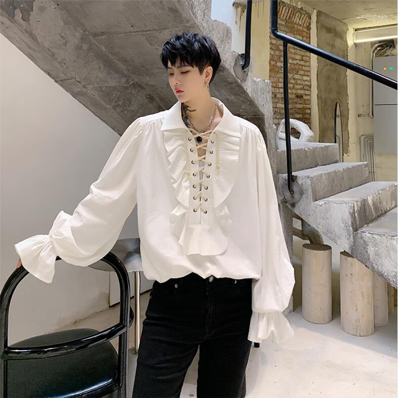 Autumn Dark Line Gothic Retro Ruffled Drawstring Design Men' Long-sleeved Shirt Youth Men And Women Dress Shirts Quin22, Black
Autumn Dark Line Gothic Retro Ruffled Drawstring Design Men' Long-sleeved Shirt Youth Men And Women Dress Shirts Quin22, Black