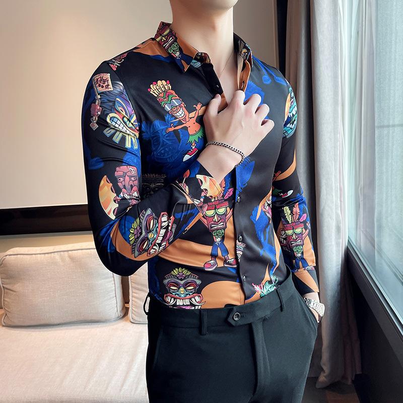Men's Casual Shirts Mens Vintage Print Long Sleeve Shirt Fashion Hawaiian Slim Fit Striped Plaid Men Chemise HommeMen's, 2722-black
Men's Casual Shirts Mens Vintage Print Long Sleeve Shirt Fashion Hawaiian Slim Fit Striped Plaid Men Chemise HommeMen's, 2722-black