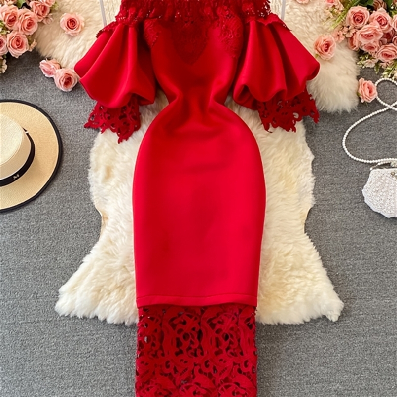 Sexy Hollow Out Lace Bodycon Long Dress Women Elegant Red Pink White Off Shoulder Patchwork Maxi Party Vestidos Autumn 220614
Sexy Hollow Out Lace Bodycon Long Dress Women Elegant Red Pink White Off Shoulder Patchwork Maxi Party Vestidos Autumn 220614