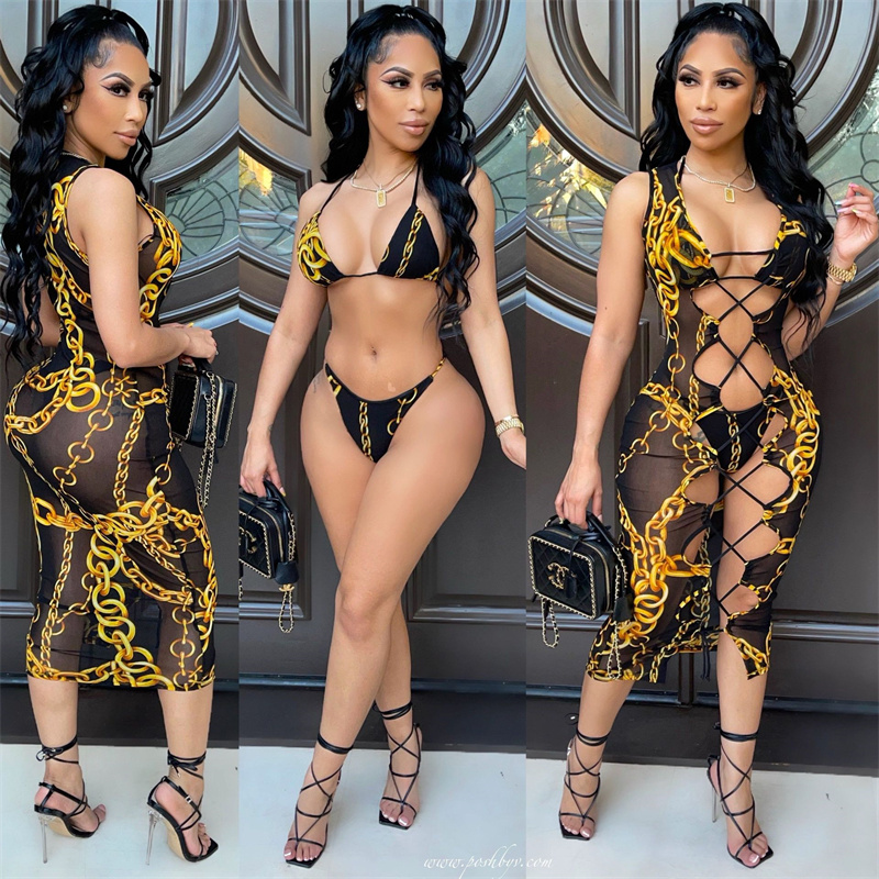 Bandage Chains Three-piece Swimsuits Hipster Padded Push Up Women' Designer Bikinis Outdoor Beach Private Pool High Quality Luxury Swimwear
Bandage Chains Three-piece Swimsuits Hipster Padded Push Up Women' Designer Bikinis Outdoor Beach Private Pool High Quality Luxury Swimwear