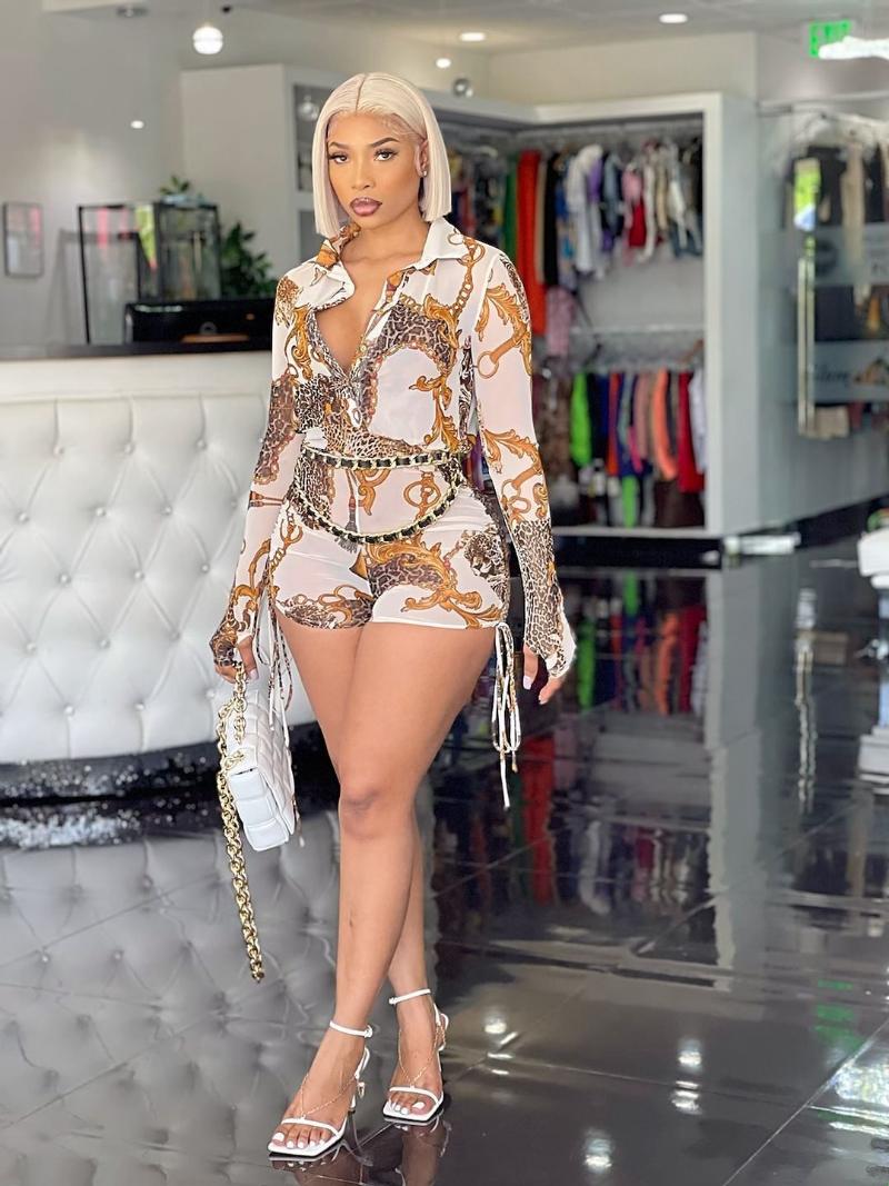 Women's Jumpsuits & Rompers Cutubly Long Sleeve Short Fashion Print And For Girl Summer Sexy Turn-down Collar Women Playsuit, Black;white
Women's Jumpsuits & Rompers Cutubly Long Sleeve Short Fashion Print And For Girl Summer Sexy Turn-down Collar Women Playsuit, Black;white
