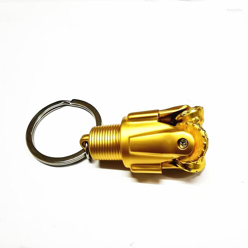 Keychains Drill Bit Pendant Oil Well Metal Keyring Gift Rotatable PDC Oilfield Gear Bits Key Chain Three Cone RotaryKeychains Fier22